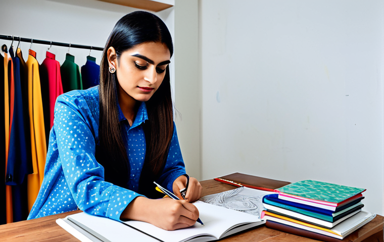 **
"A successful Pakistani fashion designer, fully clothed in professional attire, sketching designs in a bright, modern studio in Karachi, surrounded by fabric samples and design books, safe for work, appropriate content, modest clothing, perfect anatomy, natural pose, well-formed hands, proper finger count, high quality."
**