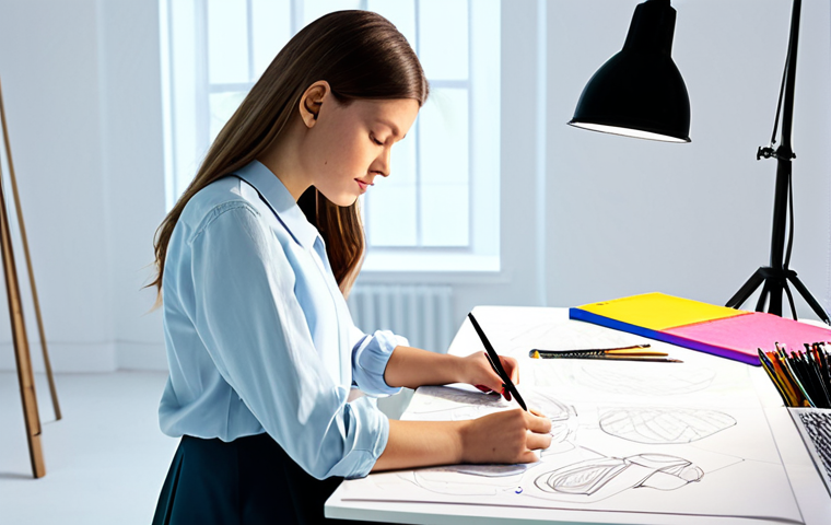 **Prompt:** A young female fashion designer, fully clothed in a modest and stylish outfit, sketching designs in a bright, modern studio filled with fabric swatches and design tools, professional lighting, safe for work, appropriate content, perfect anatomy, natural pose, well-formed hands.